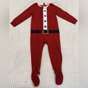 Family Pjs by Macys Red Santa-Print One-Piece Footed Pajamas size 2T-3T
